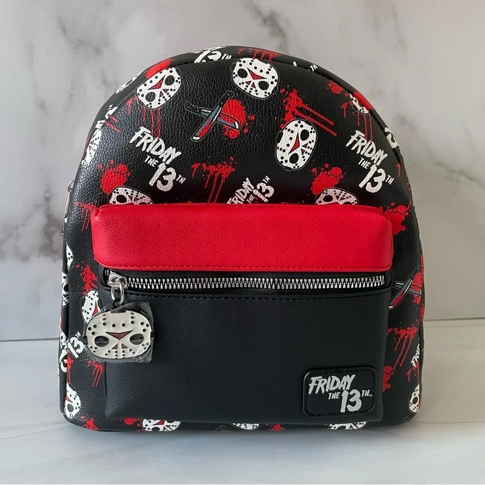 Bioworld x Hot Topic Friday the 13th/ Jason Mini Backpack- Black and Red- NWT